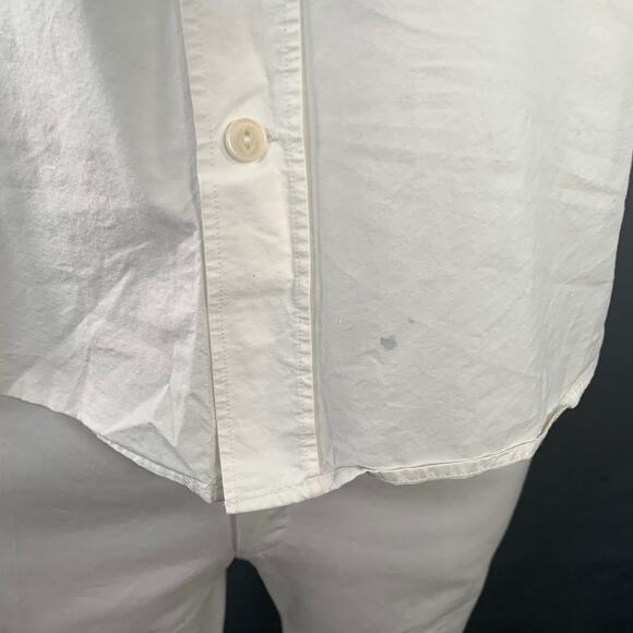 MERZ B. SCHWANEN Size XL White Cotton One Pocket Relaxed Fit Long Sleeve Shirt - Picture 5 of 10